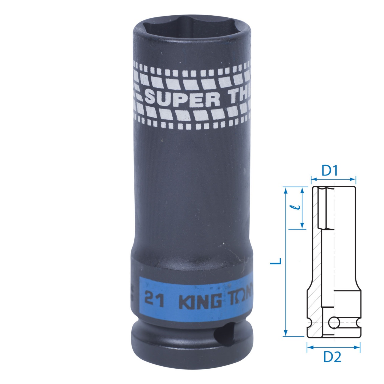 441521M KING TONY Головка ударная глубокая тонкая 1/2" 21мм